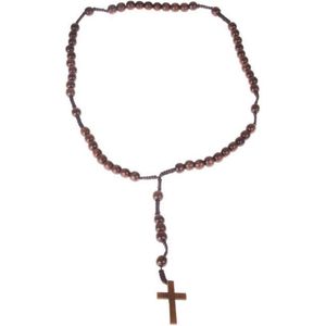 Carnaval verkleed sieraden - Rozenkrans ketting van hout voor priesters/nonnen