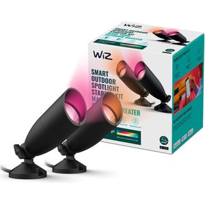 WiZ Grondspot voor Buiten Zwart - Starterset - Slimme LED-Verlichting - Gekleurd en Wit Licht - 12V