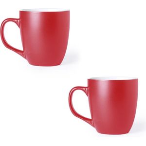 8x Drinkbeker/mok rood 440 ml - Keramiek - Rode mokken/bekers voor onbijt en lunch