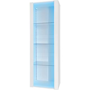 Hoogglans vitrinekast Staande kast Hoge kast Opbergkast met LED verlichting Wit