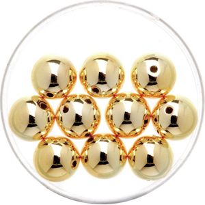 210x stuks metallic sieraden maken kralen in het goud van 6 mm - Kunststof waskralen voor armbandje/kettingen