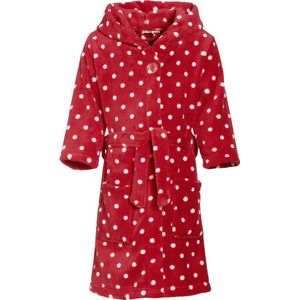 Playshoes - Fleece badjas met capuchon - Stippen rood - maat 146-152cm