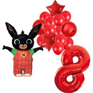 Bing ballonnen pakket - 63x86cm - 8 jaar - Folie Ballon set - Konijn - Themafeest - Verjaardag - Ballonnen - Versiering - Helium ballon