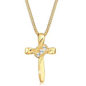 Elli Dames Halsketting Dames Kruis Religie met Kristallen in 925 Sterling Zilver