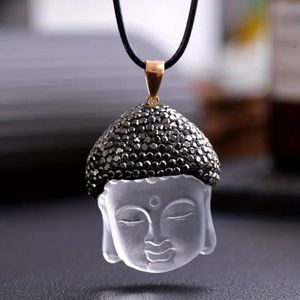 Wit Kristal - Kristallen boeddha hoofd ketting - Spiritueel - Hanger