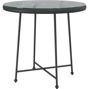 vidaXL-Eettafel-Ø80-cm-gehard-glas-en-staal-zwart