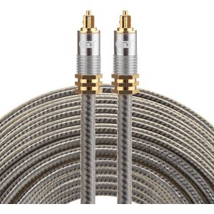 By Qubix ETK Digital Optical kabel 20 meter - toslink audio male to male - Optische kabel metaal - Grijs audiokabel soundbar