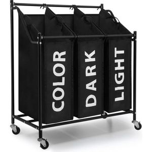 TheLau ® Praktische Wassorteerder Met Drie Afneembare Stoffen Zakken Op Wielen Voor Eenvoudig Sorteren En Verplaatsen