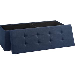 Sofa met opbergdoos, zitkast, vouwkast, max.Statische belasting 300 kg, 120 L, 110 x 38 x 38 cm, faux linnen, marineblauw LSF77In