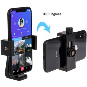 Smartphone telefoon houder - 1/4"" statief bevestiging - 360° draaibaar - Mobiele telefoon clipper met grip - Zelf statief statiefgondel voor mobiel - Apple - Samsung