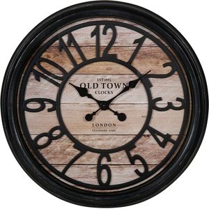 Ostaria Wandklok/muur klok - old town - London - D50 cm - hout - naturel - keuken/kamer