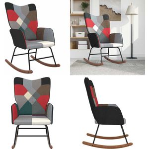 vidaXL Schommelstoel patchwork stof - Schommelstoel - Schommelstoelen - Schommel Stoel - Schommel Stoelen
