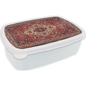 Broodtrommel Wit - Lunchbox - Brooddoos - Perzisch Tapijt - Vloerkleed - Patronen - Rood - 18x12x6 cm - Volwassenen