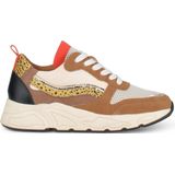 PS Poelman - maat 37- Dames - CAROCEL Imitatie Leren Suedè PU Runner Sneakers met Beige Profielzool