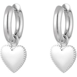 Bijoutheek Oorhangers Hoop Hart Breed Zilver