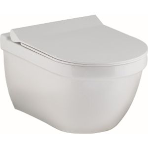 L'Aqua Hangtoilet Terra Wit -Keramisch - Ovaal vorm - Wandcloset - met wc bril - Softclose - Hangend toilet - zwevend toilet