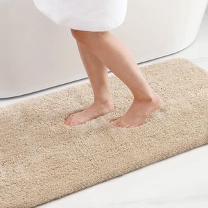 Badkamertapijt, antislip, wasbaar, badmat, zacht, wollig, badtapijt, hoogpolig, microvezel badmat, 51 x 76 cm, beige