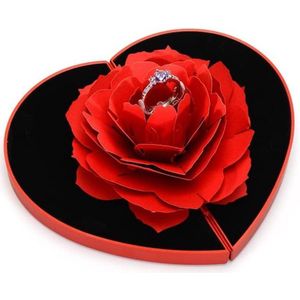 Pop Up 3D Rose Ringendoosje - Valentijnsdag - Sieradendoosje voor Ringen - Bruiloft en Verlovingsring - Geschenkdoos
