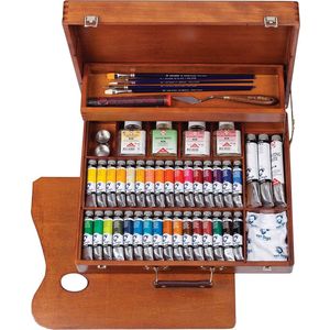 Van Gogh Olieverf kist Superior met 32 kleuren in tubes van 20 ml + 2 kleuren in tubes van 60 ml + accessoires