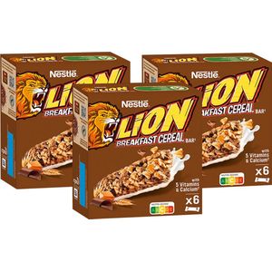 Lion Graanrepen - 6 repen per doos - ontbijtrepen - snack - 150g x 3