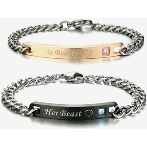 His Beauty & Her Beast armband set | Liefdes Cadeau | Romantisch Cadeau | Cadeau voor Man | Valentijnscadeau | Geschenkset Mannen | Geschenkset Vrouwen | Valentijn | Valentijnscadeau