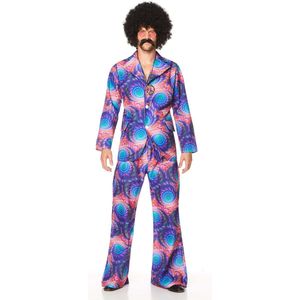 Karnival Costumes Verkleedpak Retro Boho Heren Carnavalskleding Heren Carnaval Foute Party '60 '70 Party - Polyester - Paars - Maat M - 2-Delig Jas/Broek