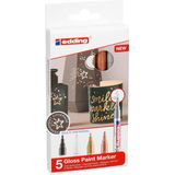 edding 753/5 S glanslakmarker assorti set - kaligrafie punt - 1-2,5 mm - set van 5 stuks