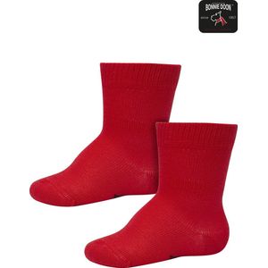 Bonnie Doon Basic Sokken Baby Donker Rood 4/8 maand - 2 paar - Unisex - Organisch Katoen - Jongens en Meisjes - Stay On Socks - Basis Katoenen Sok - Zakt niet af - Gladde Naden - GOTS gecertificeerd - 2-pack - Multipack - Hibiscus - OL9344012.19