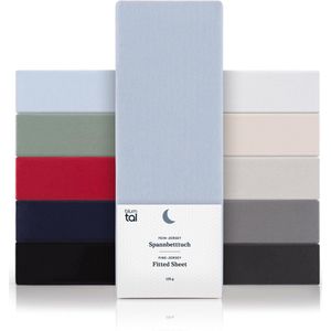 Blumtal Hoeslaken - Fitted Sheet - Jersey - Katoen -  160 x 200 x 30 cm - Lichtblauw