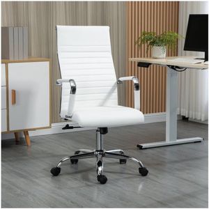 BUSCHAKSSTOEL Roterende stoel Chief Armchair Wippfunst Functie Hoogte Verstelbaar gevoerde Ergonomisch synthetisch leerschuim wit 54 x 62 x 104-114 cm