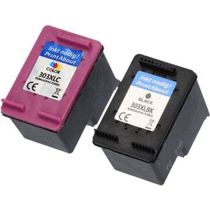 PrintAbout huismerk Inktcartridge 303XL (3YN10AE) Zwart + 3 kleuren Multipack Hoge capaciteit geschikt voor HP