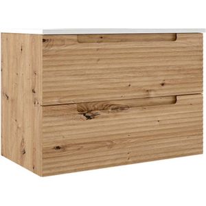 Adema Prime Balance Wastafelonderkast - 80x55x44.9cm - 2 lades - Geintegreerde greep - MDF - Rustiek Eiken