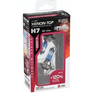 H7 Lampenset 12V - 55W met Xenon Top - 120% meer licht- 4800k - E-keur