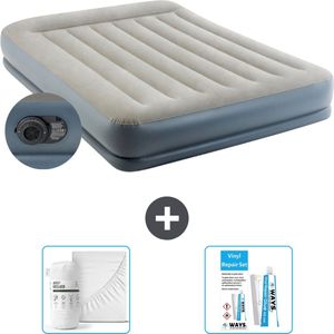 Intex Luchtbed - 2-Persoons - 152 x 203 x 30 cm - Grijs - Inclusief pomp - Hoeslaken en Reparatieset