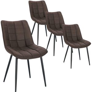 Rootz Set van 4 eetkamerstoelen - Gewatteerde stoelen - Metalen frame - Comfortabel, duurzaam, eenvoudig te monteren - 46 cm x 40,5 cm x 85,5 cm