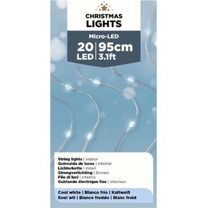 Draadverlichting zilverdraad 20 witte lampjes - 95 cm