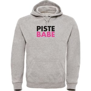 Wintersport hoodie grijs M - Piste Babe - soBAD. | Foute apres ski outfit | kleding | verkleedkleren | wintersporttruien | wintersport dames en heren