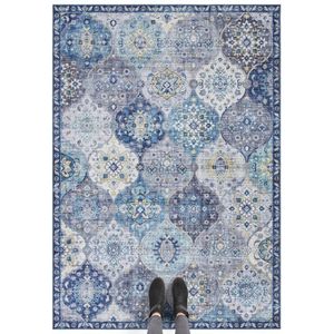 Flycarpets Elle Decoration - Vintage Vloerkleed - Ghom - Klassiek - Denim Blauw - 120x160 cm