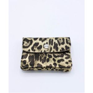 Portemonnee - Klein - Leer - Leopard Print Goud Zwart