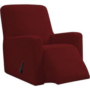 Hoes fauteuil jacquard, Fauteuilhoezen, stretchhoes voor relaxfauteuil compleet, Elastische hoes voor tv fauteuil (Wijnrood)