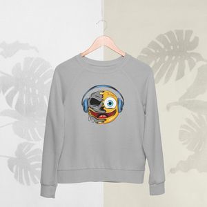 Feel Free - Halloween Sweater - Smiley: DJ-smileygezicht - Maat S - Kleur Grijs