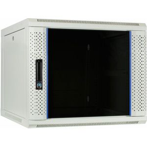 DSIT 9U witte wandkast / serverbehuizing met glazen deur 600x600x500mm (BxDxH) - 19 inch