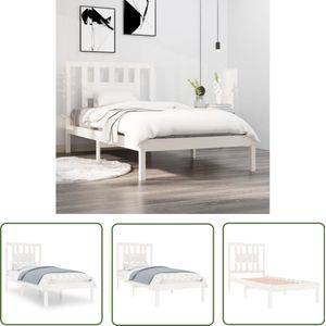vidaXL Wit Houten Bedframe 90x200 cm Klassieke Bed Frame - Houten Bed Frame - Grenenhouten Bed Frame - Wit Bed Frame - Bed Frame 90x200