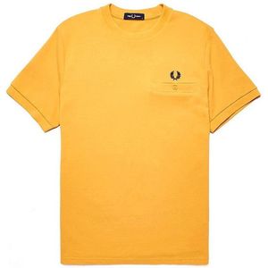 Fred Perry - Pocket Detail Pique Shirt - T-Shirt - XL - Geel