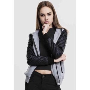 Urban Classics - Diamond Leather Imitation Vest met capuchon - S - Grijs/Zwart