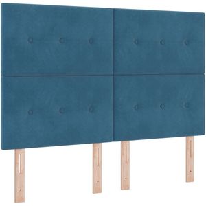vidaXL - Bedframe - Donkerblauw - 140x200 - cm - Fluweel