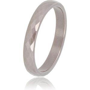 My Bendel - Keramieken ring facet geslepen grijs 3mm - Keramische, onbreekbare, mooie grijze dames ring - Verkleurt niet - Met luxe cadeauverpakking