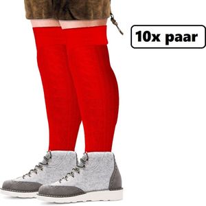 10x PaarTiroler kabel sokken lang rood mt.39-42 - Tirol sokken kousen Oktoberfest apres ski bier feest festival winter party