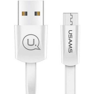 USAMS Platte Laad en Data Kabel USB-A naar Micro-USB - Grijs