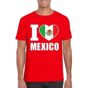 Rood I love Mexico supporter shirt heren - Mexicaans t-shirt heren XL